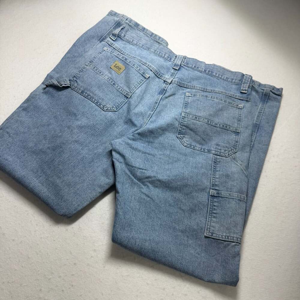 Lee Loose Fit Carpenter Jeans Men's Size 33x34 Light Wash Denim Workwear Pants